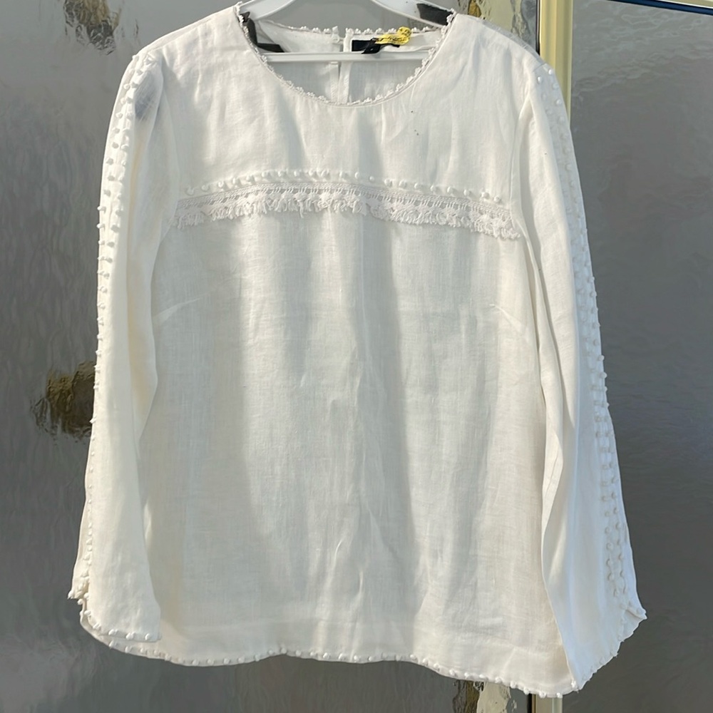 White jcrew linen top. Worn 1x just back from dry cleaner